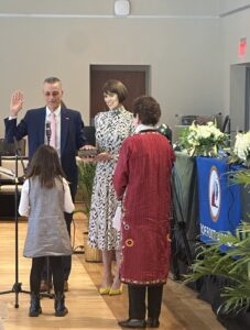 Ben Sorensen being sworn in as Fort Lauderdale District 4 City Commissioner by his family.